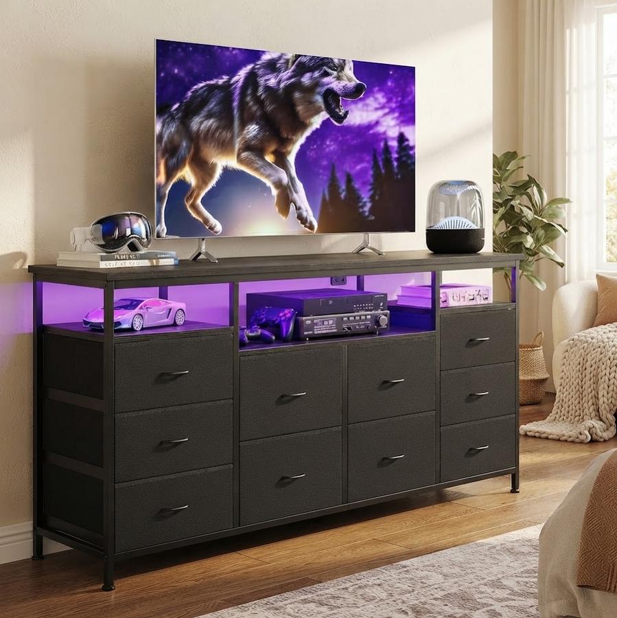Patikuin 10-Drawer Dresser TV Stand in a furnished room