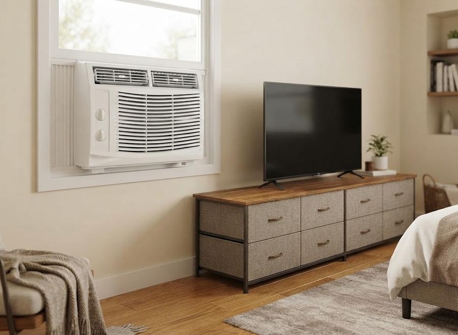 5,000 BTU Window Air Conditioner in a furnished room